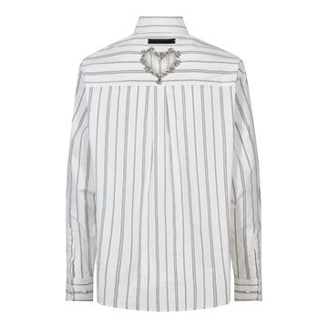 Haute L\' Amitié - Crystal Heart Stripe Shirt - White